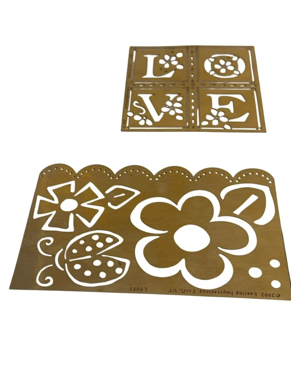 Set Of 9 Lasting Impressions Brass Stencils Love Flowers Heart Tulip Ladybug
